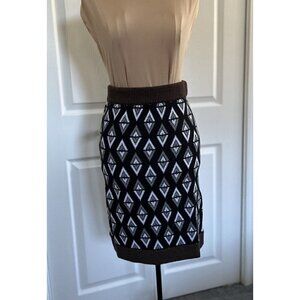 Autumn Adeigbo Odette Skirt Mini Virgin Wool Black White Brown Womens Sz M